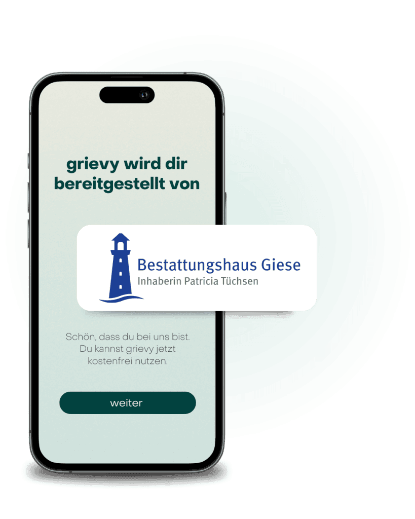 Bild von der grievy App mit dem Logo des Bestattungshaus Giese in Dortmund.