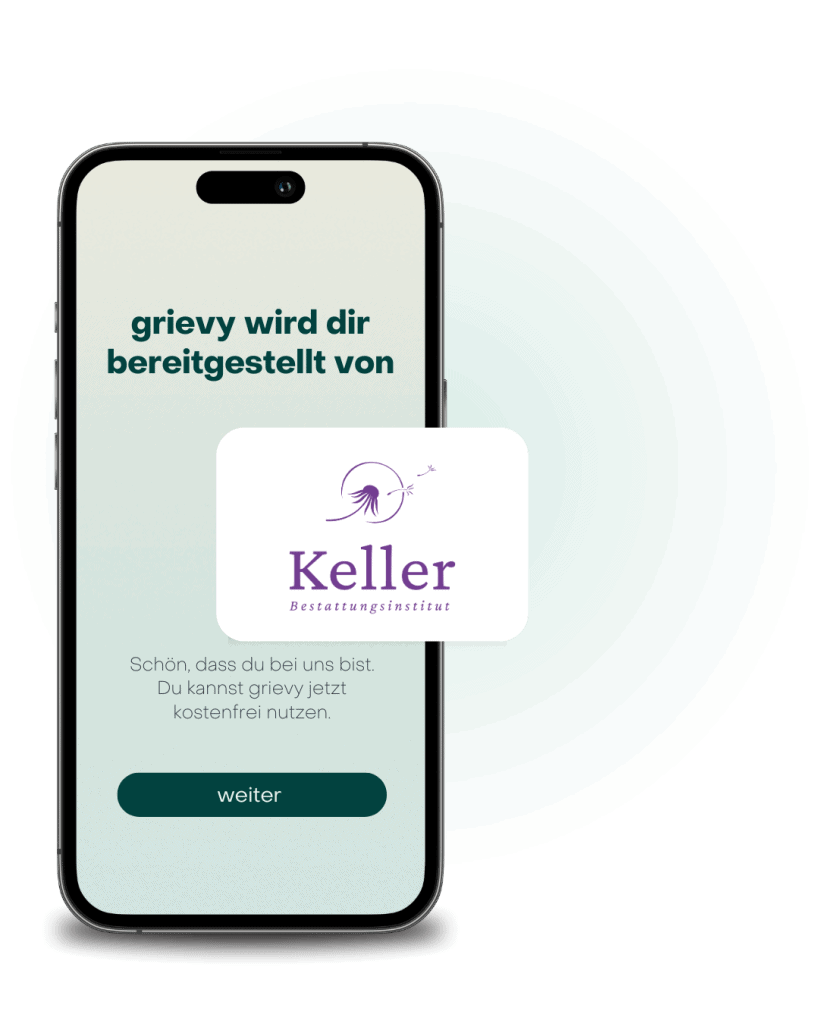Bild von der grievy App mit dem Logo vom Keller Bestattungsinstitut in Radolfzell am Bodensee.